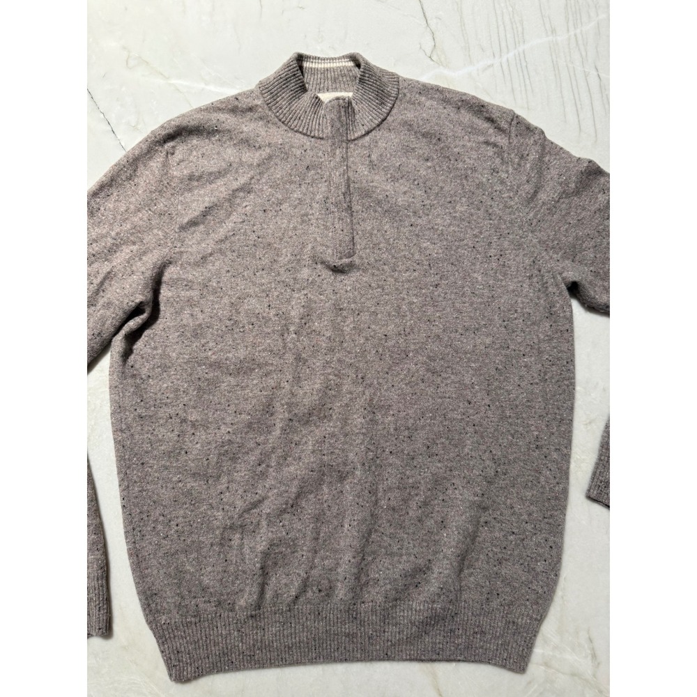 Johnnie-O‎ Mens Essex 100% Cashmere Quarter Zip Sweater Brown Fleck Size L #64